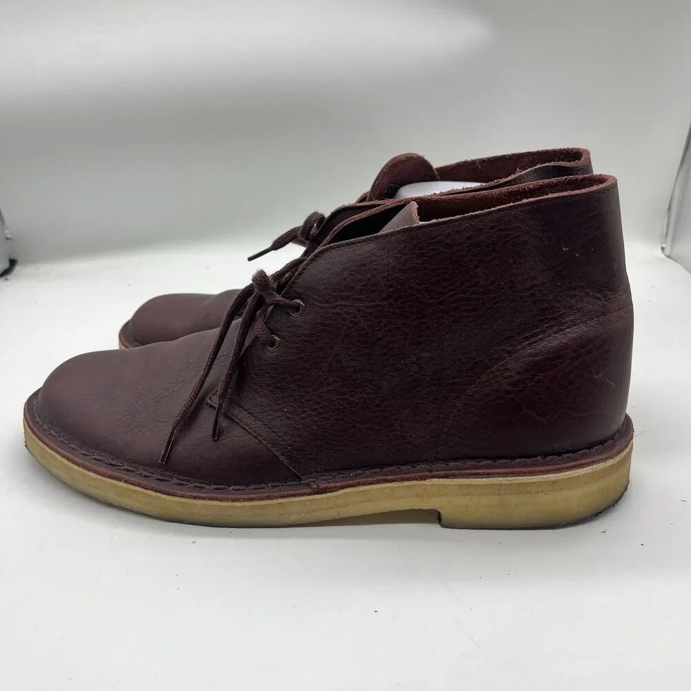 Clarks Originals Men's Desert Boot 9.5 M Burgundy Tumbled Leather 26125547